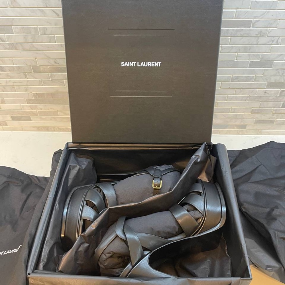 Saint Laurent Tribute Leather 105mm Platform Sandals size 39 - Picture 2 of 9